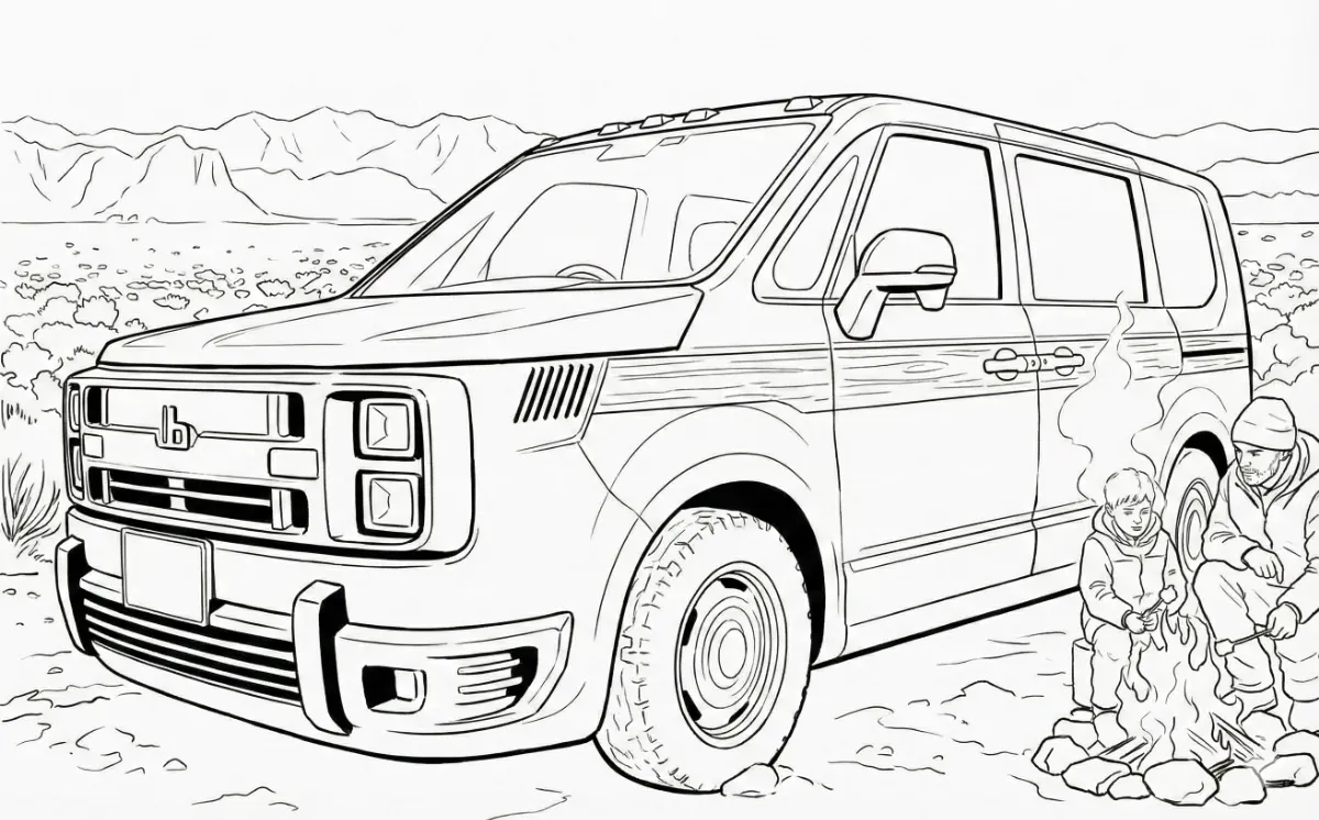 レゾネーター装着車でキャンプに出かけるイメージ