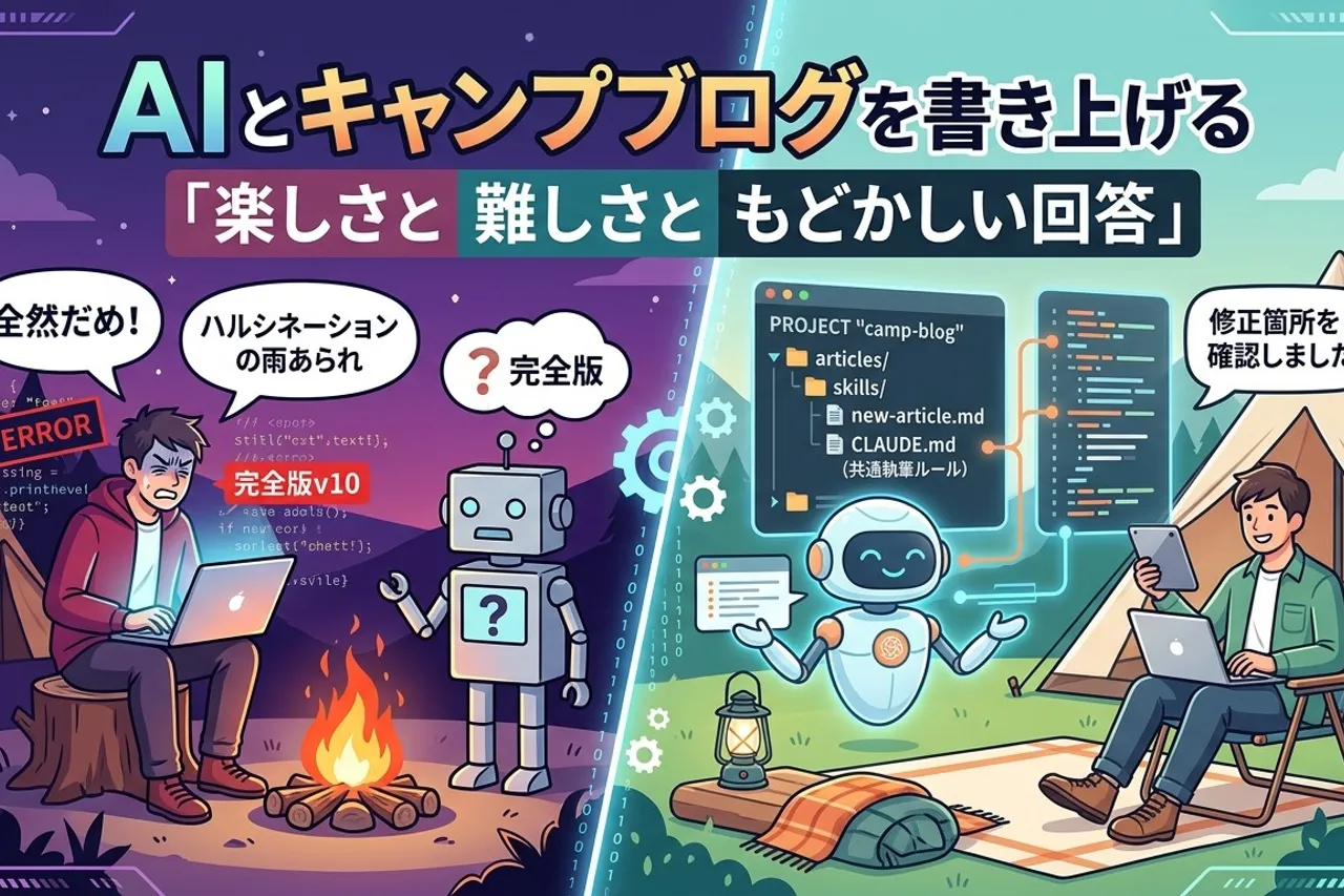 AIとキャンプブログを書き上げる「楽しさと 難しさと もどかしい回答」